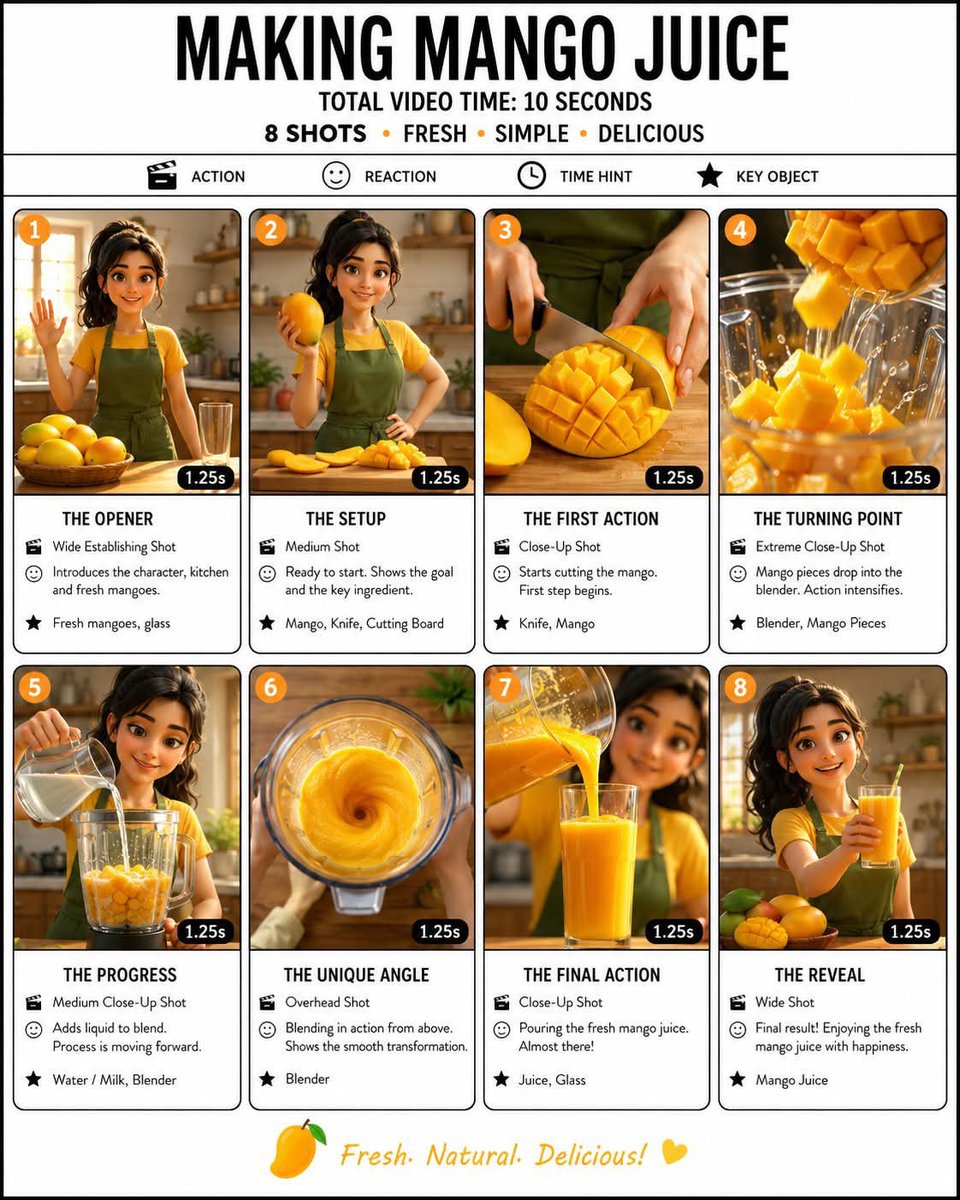Pixar Style Mango Juice Making Video