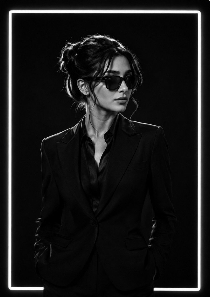 Monochrome Fashion Bun Portrait
