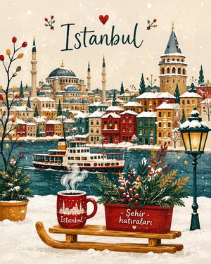Charming Winter Folk Art Illustration — Create a charming vertical winter storybook illustration in a {argument name="art style" default="cozy hand-painted, whi