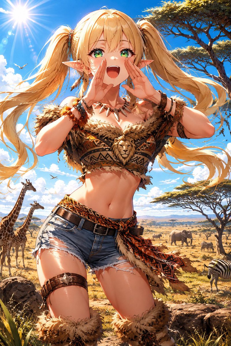 Lion Safari Elf Anime Girl