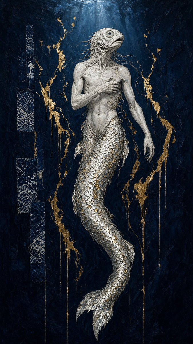 Dark Fantasy Fish-Headed Mermaid