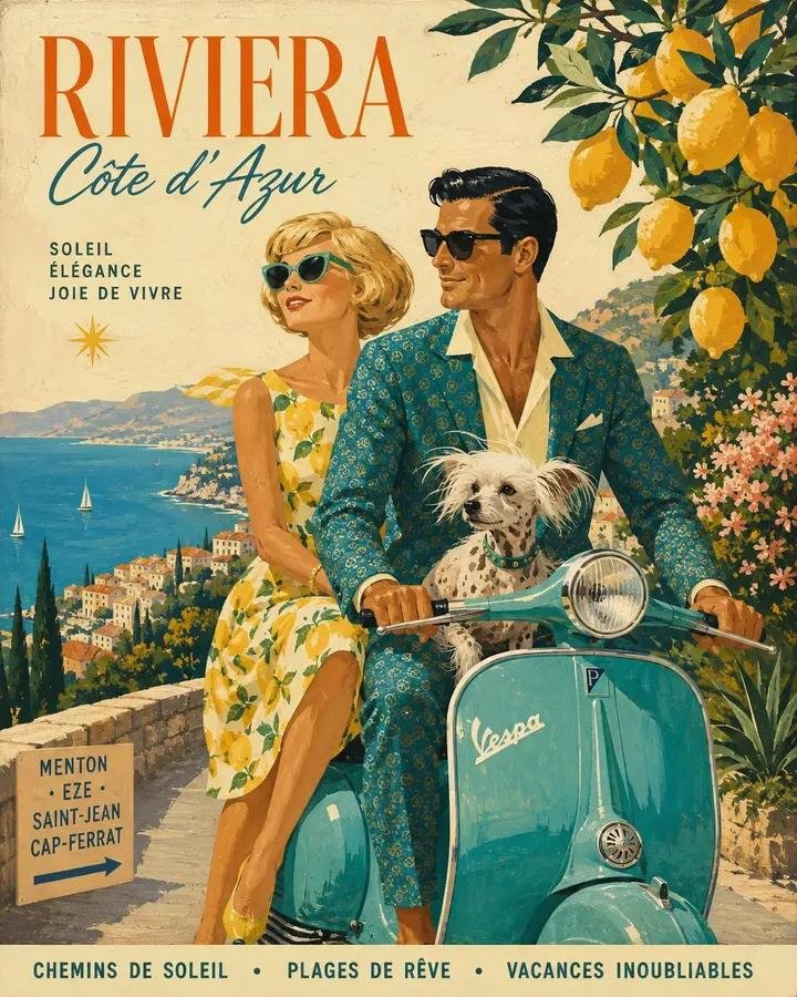 1960s European Travel Ad Illustration