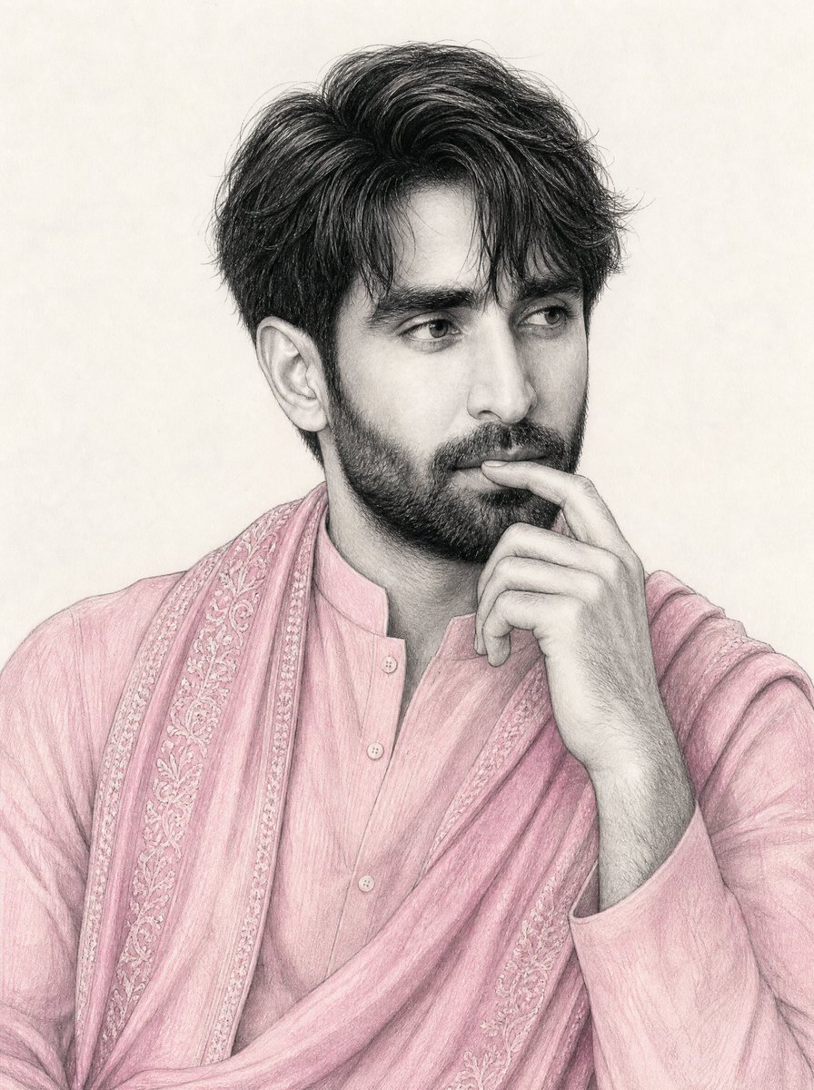 South Asian Man Graphite Drawing