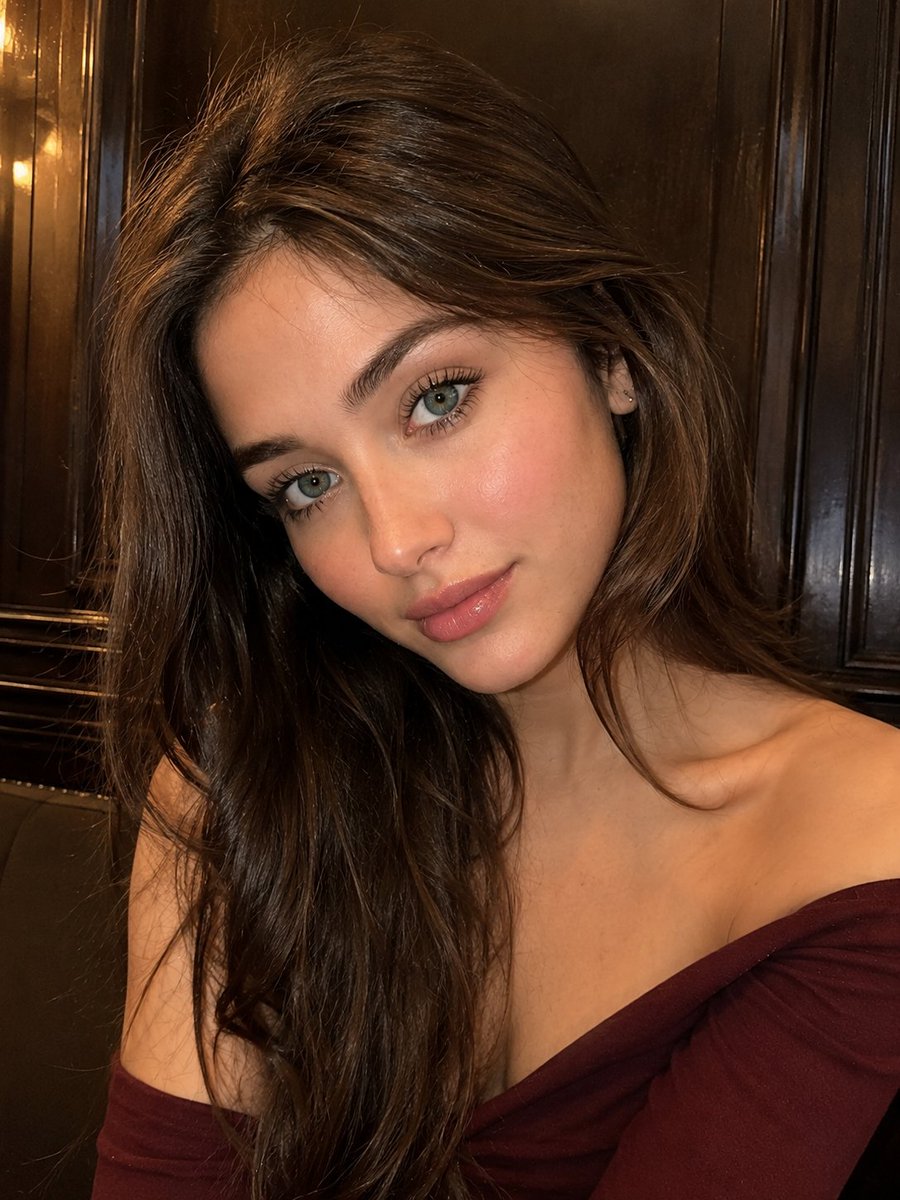 Realistic Woman Portrait with Wood Background
