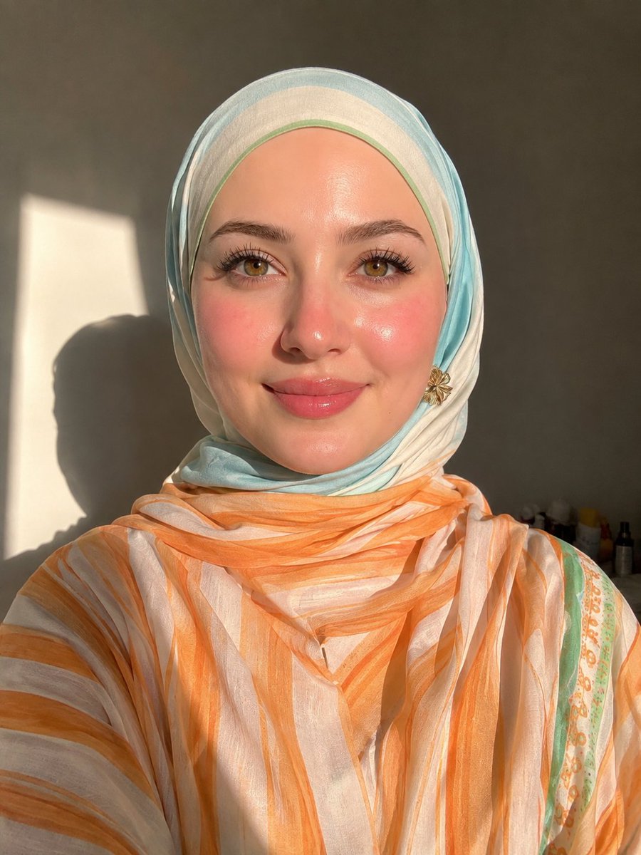 Striped Hijab Editorial Portrait