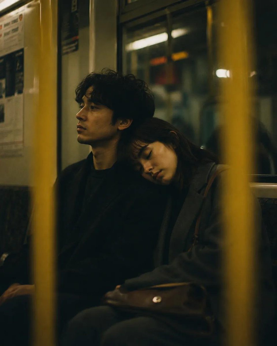 Cinematic Night Subway Couple Portrait