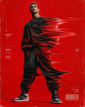 Ultra-Premium Cinematic Sports Glitch Poster — Create an ultra-premium cinematic sports-fashion poster featuring {argument name="subject" default="a professiona