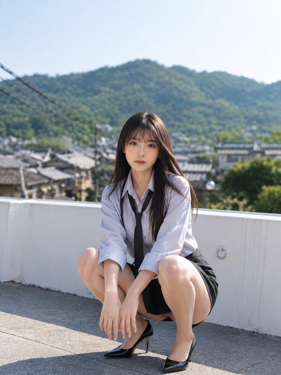 Rooftop School Uniform Portrait