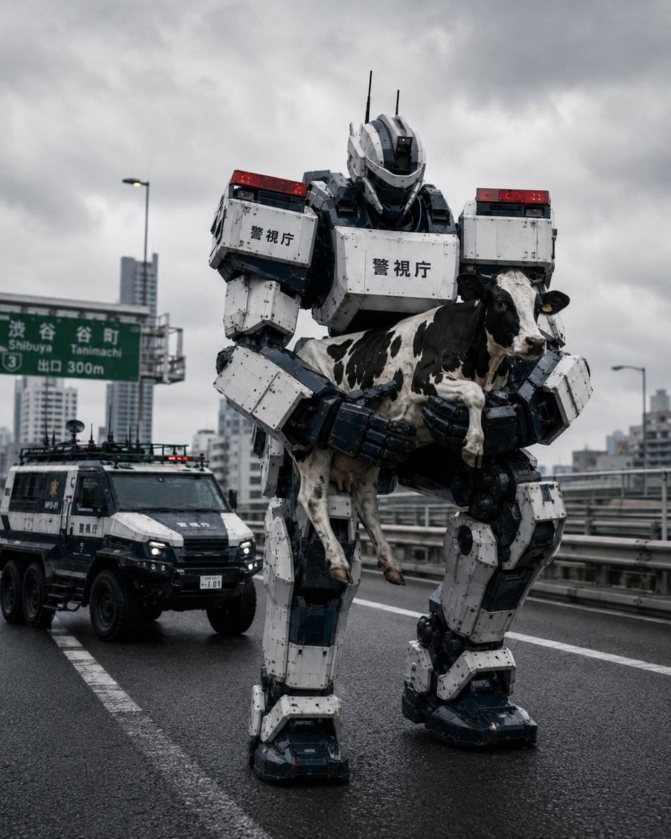 Tokyo Police Robot Rescuing Cow