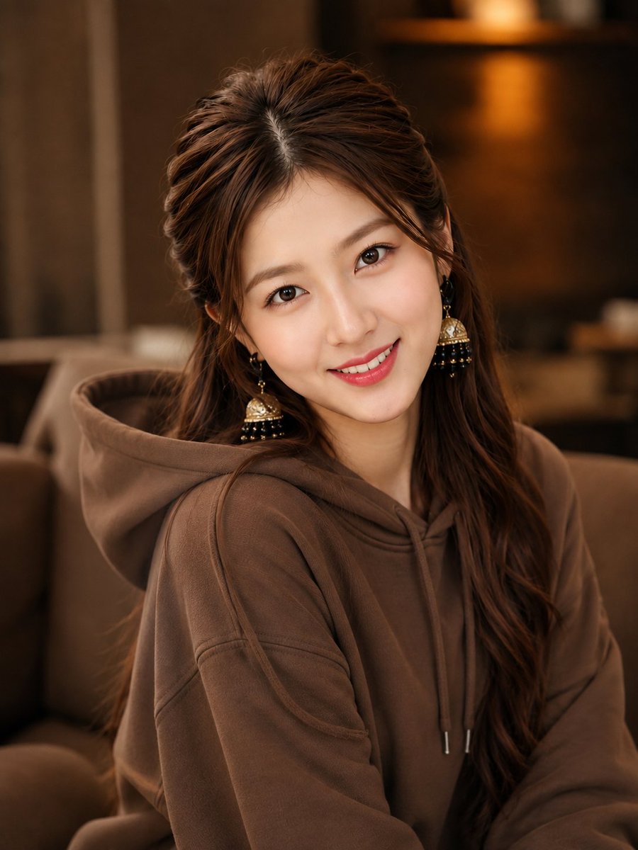 Photorealistic Dark-Haired Woman Portrait