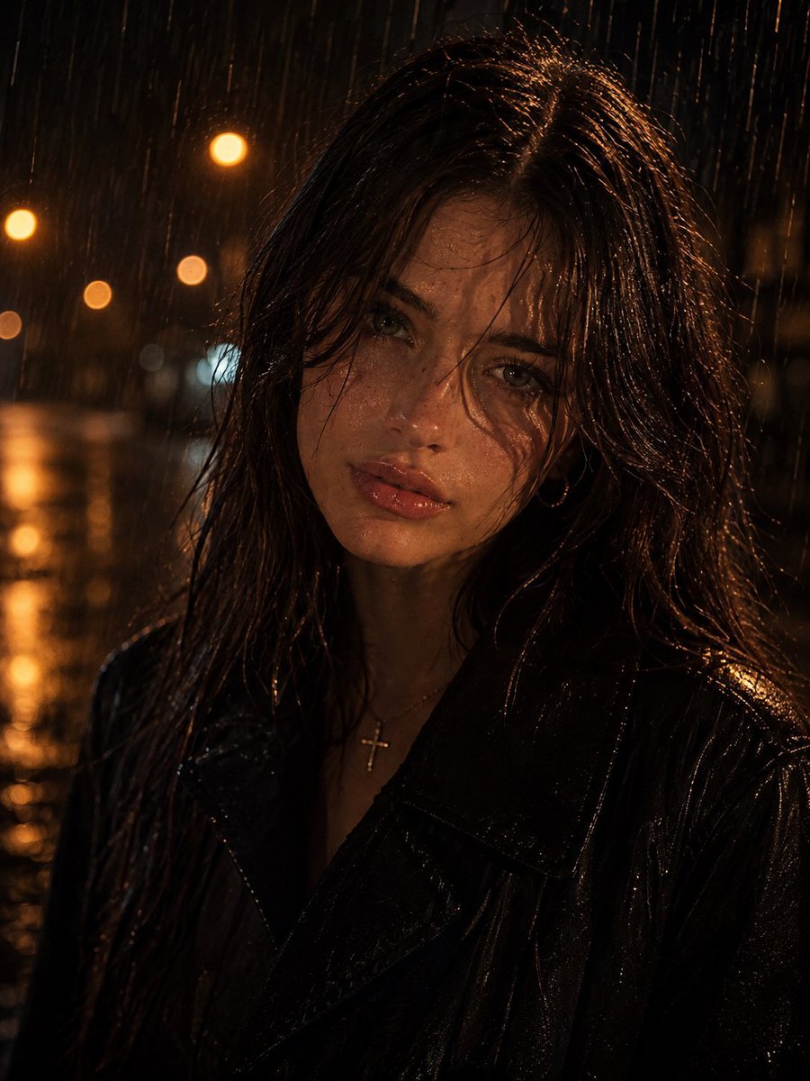 Moody Rainy Night Cinematic Portrait