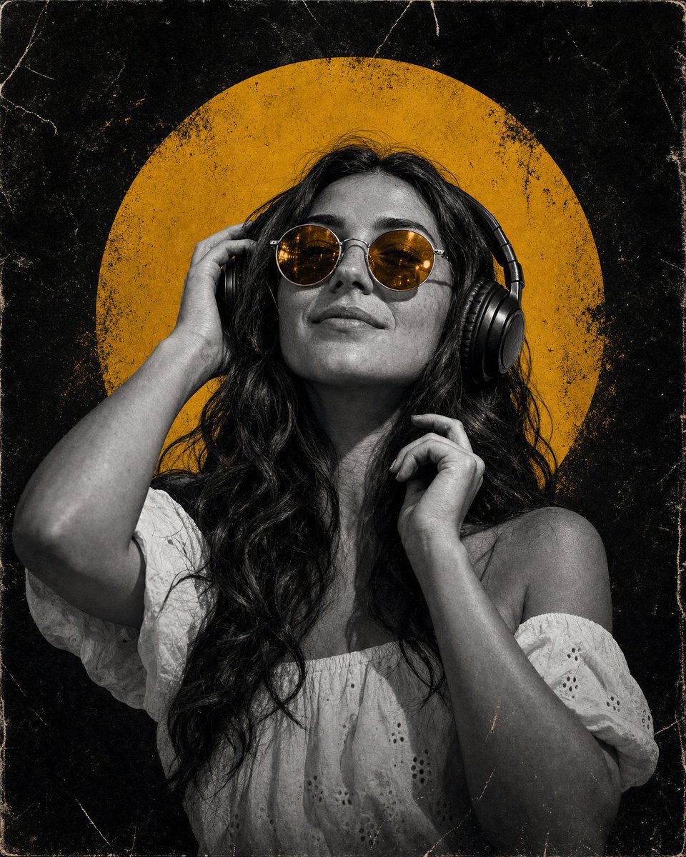 Grungy Yellow Halo Music Portrait