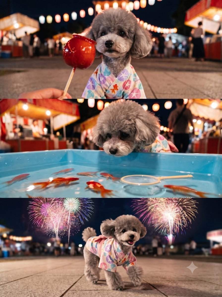 Toy Poodle Summer Festival Triptych