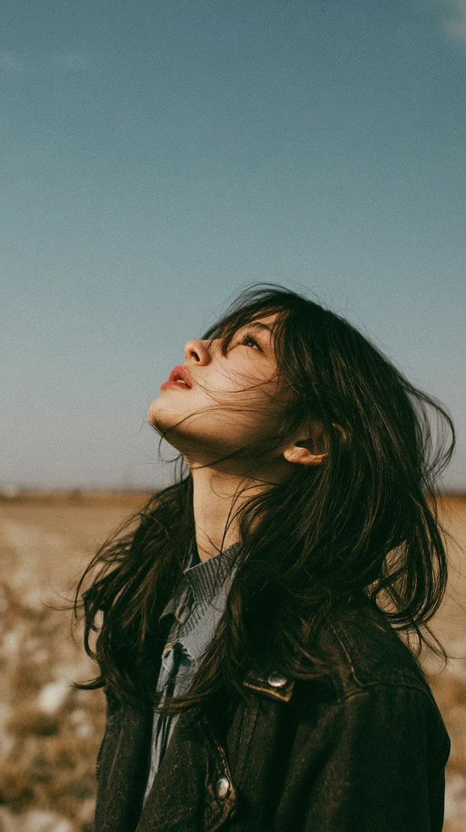 Cinematic Asian Woman Meadow Portrait