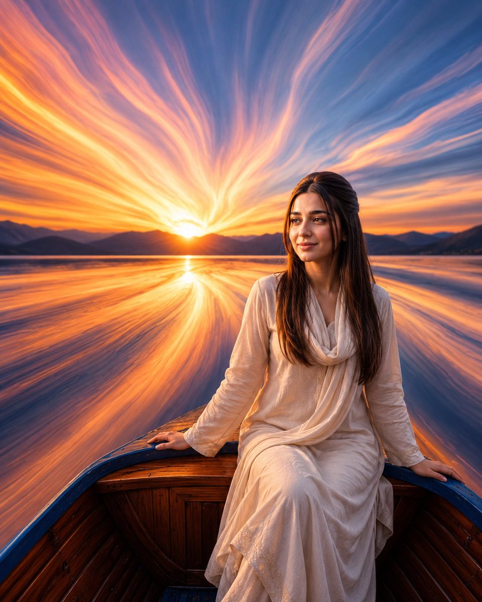 Cinematic Sunset Lake Boat Portrait
