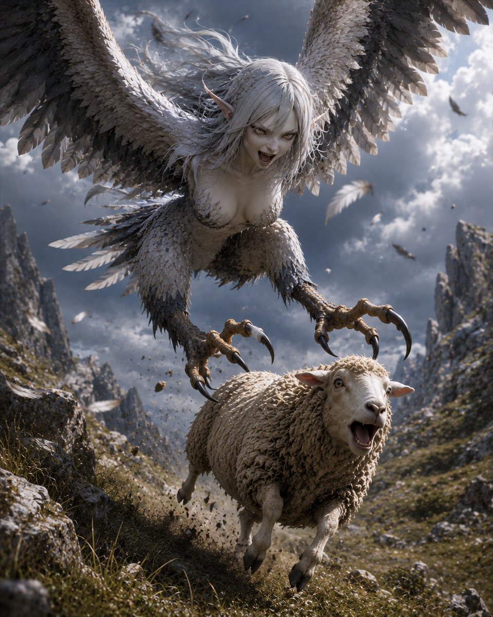 Harpy Attacking Sheep