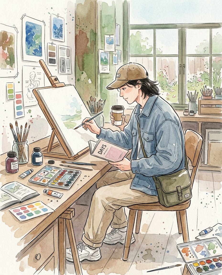 Minimalist Watercolor Urban Lifestyle Illustration