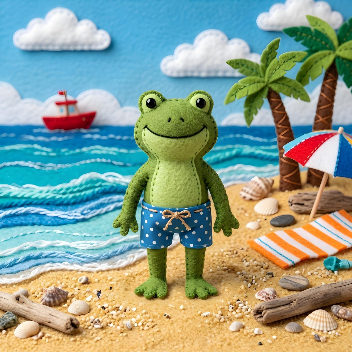 Comic / Storyboard - Felt Frog Diorama Beach - Image 1