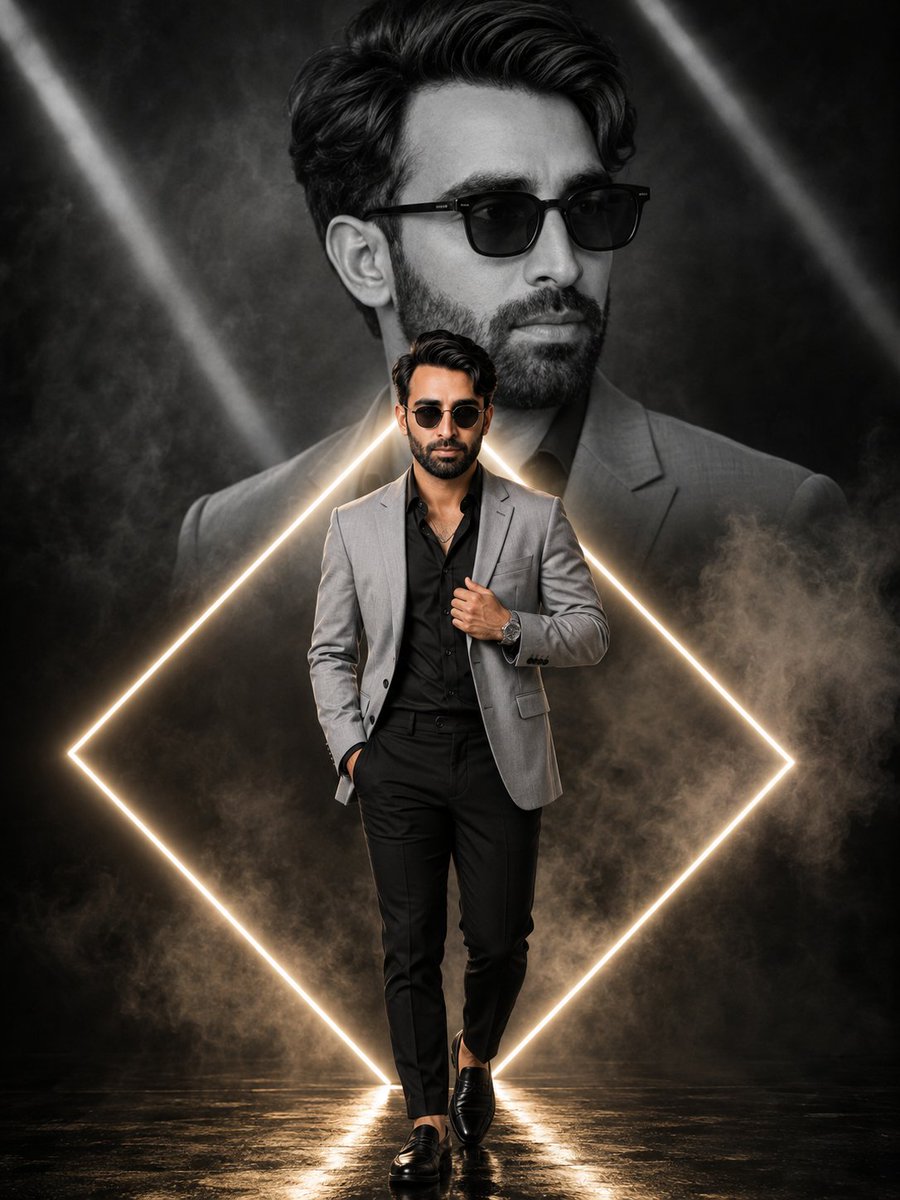Neon Diamond Double Portrait Composite