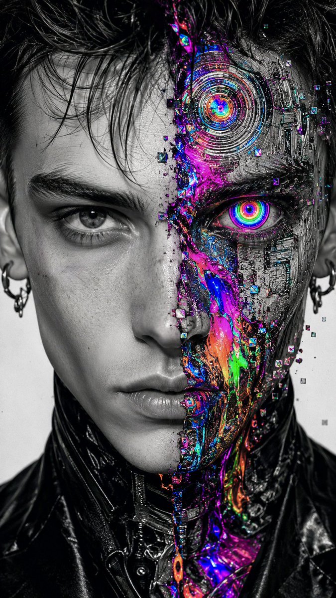 Glitch Aesthetic Surreal Portrait