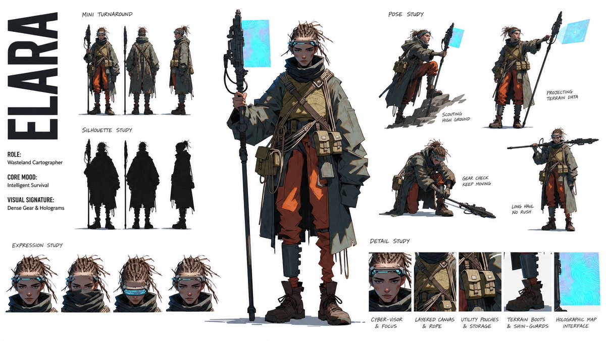 High-Fashion Character Concept Art Sheet