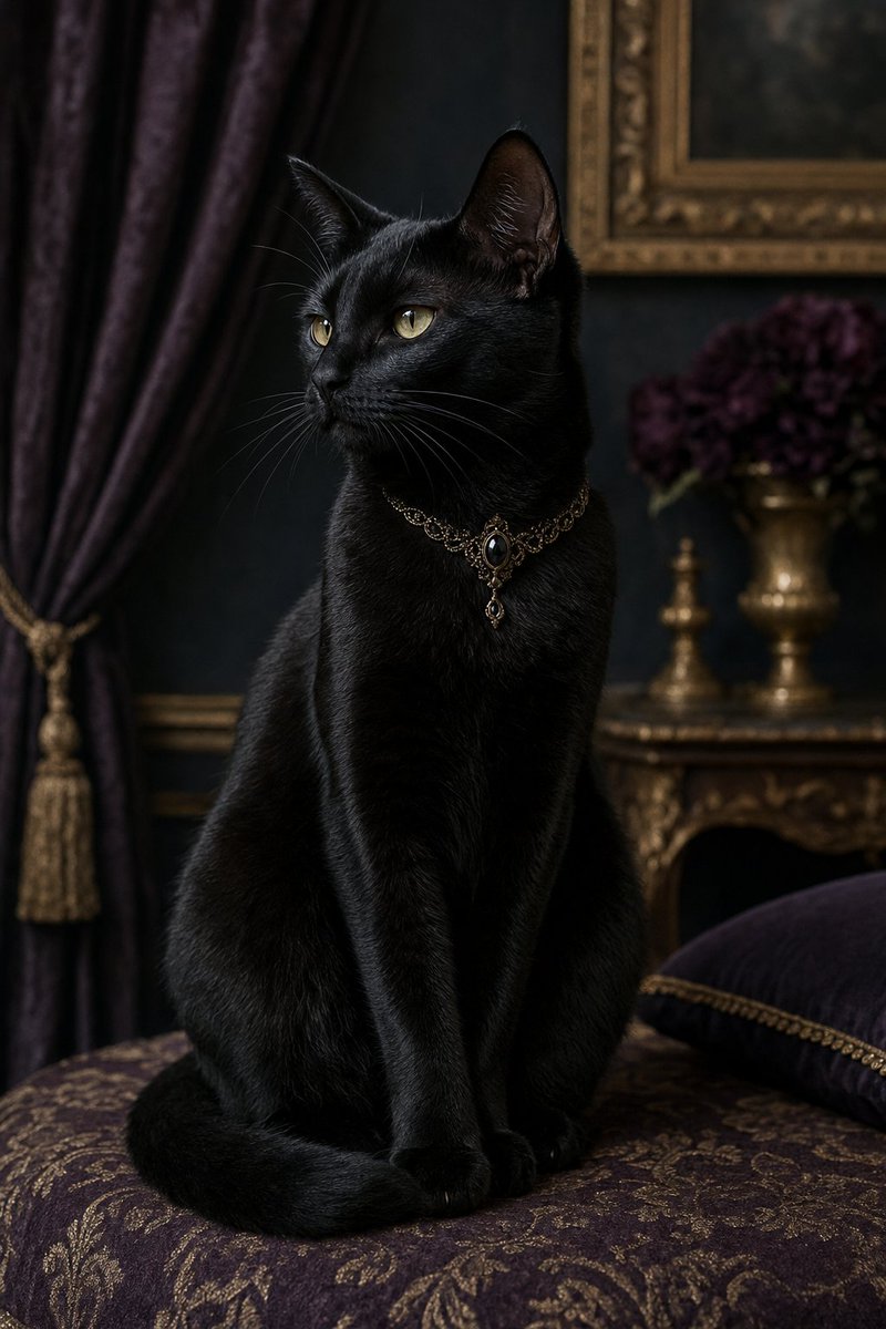 Gothic Black Cat Portrait