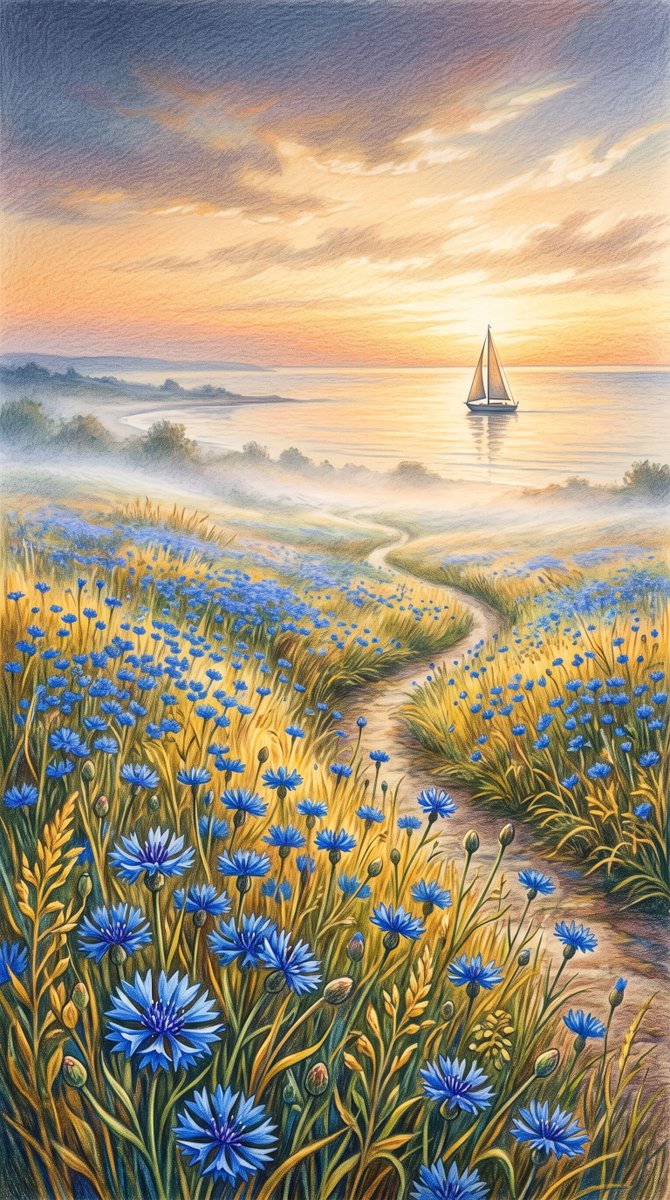 Social Media Post - Colored Pencil Meadow Landscape - Image 2