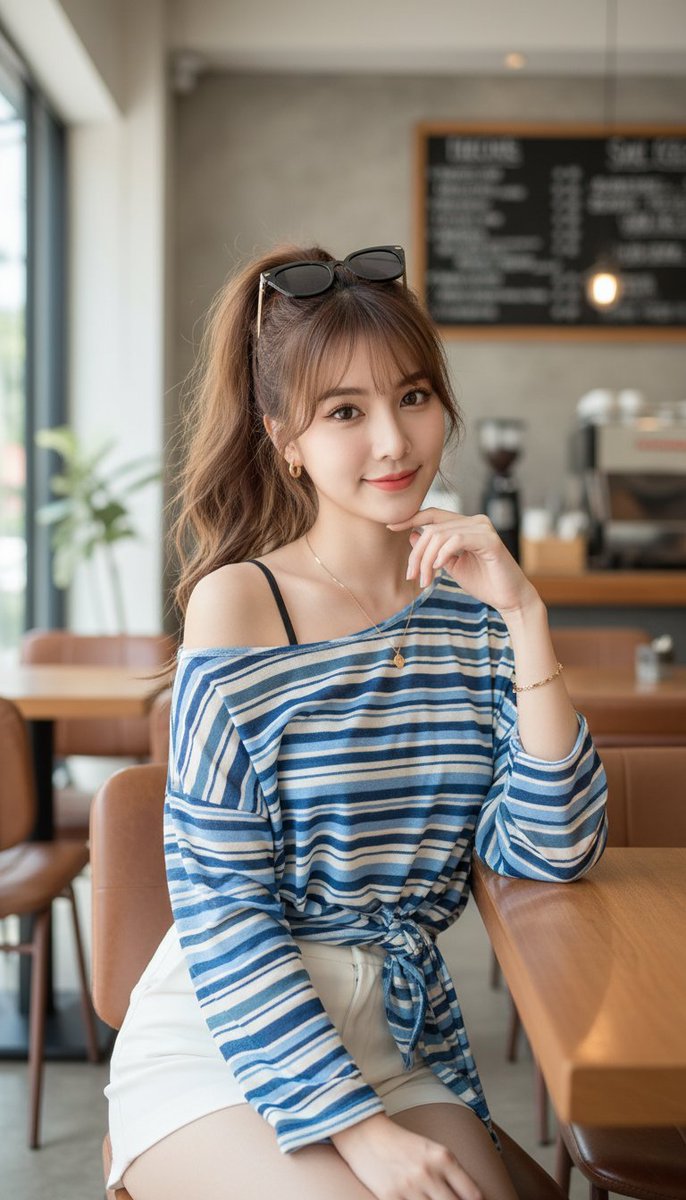 Social Media Post - Stylish Woman in Modern Cafe - Image 2
