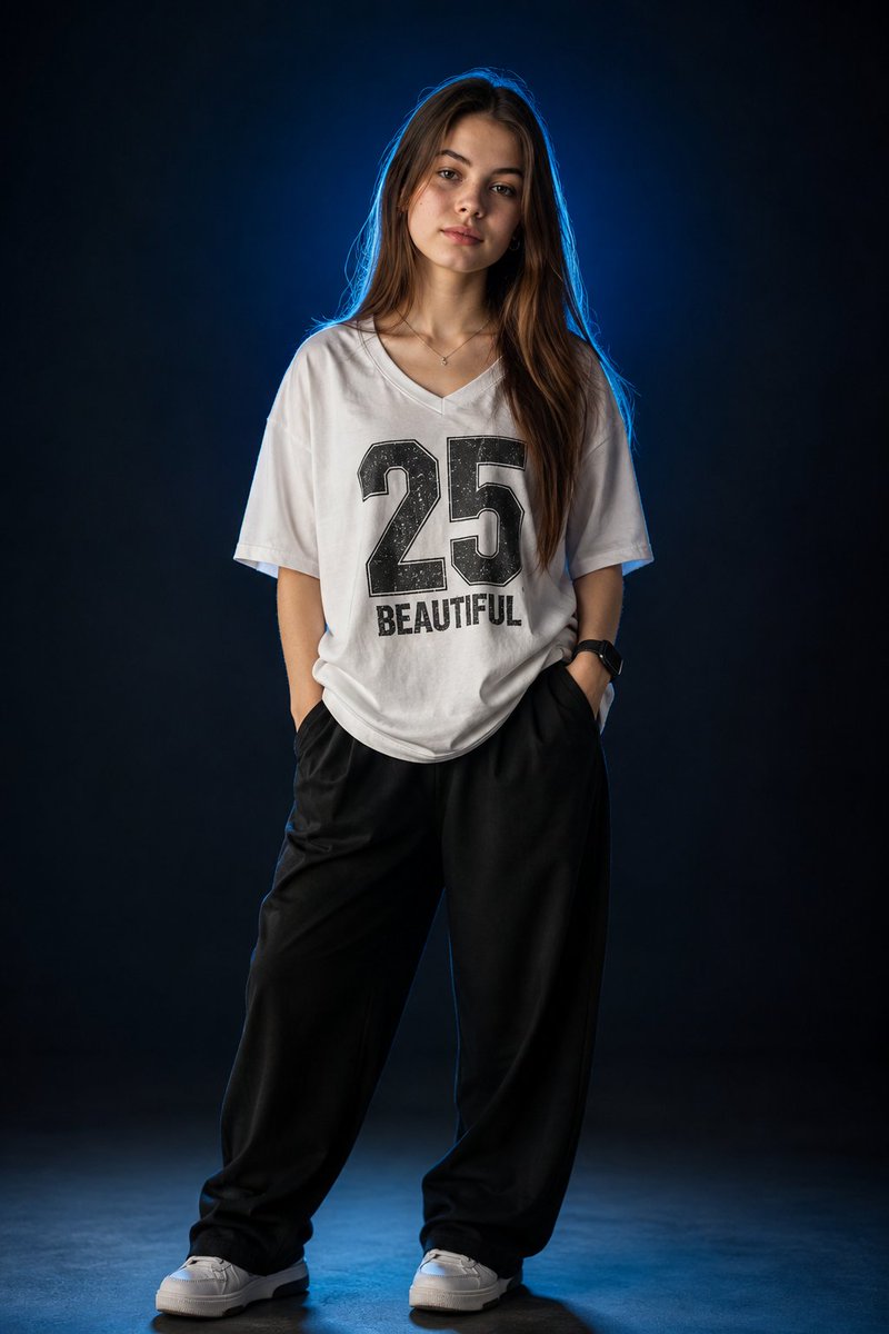 Fashion Studio Portrait with Blue Rim Lighting