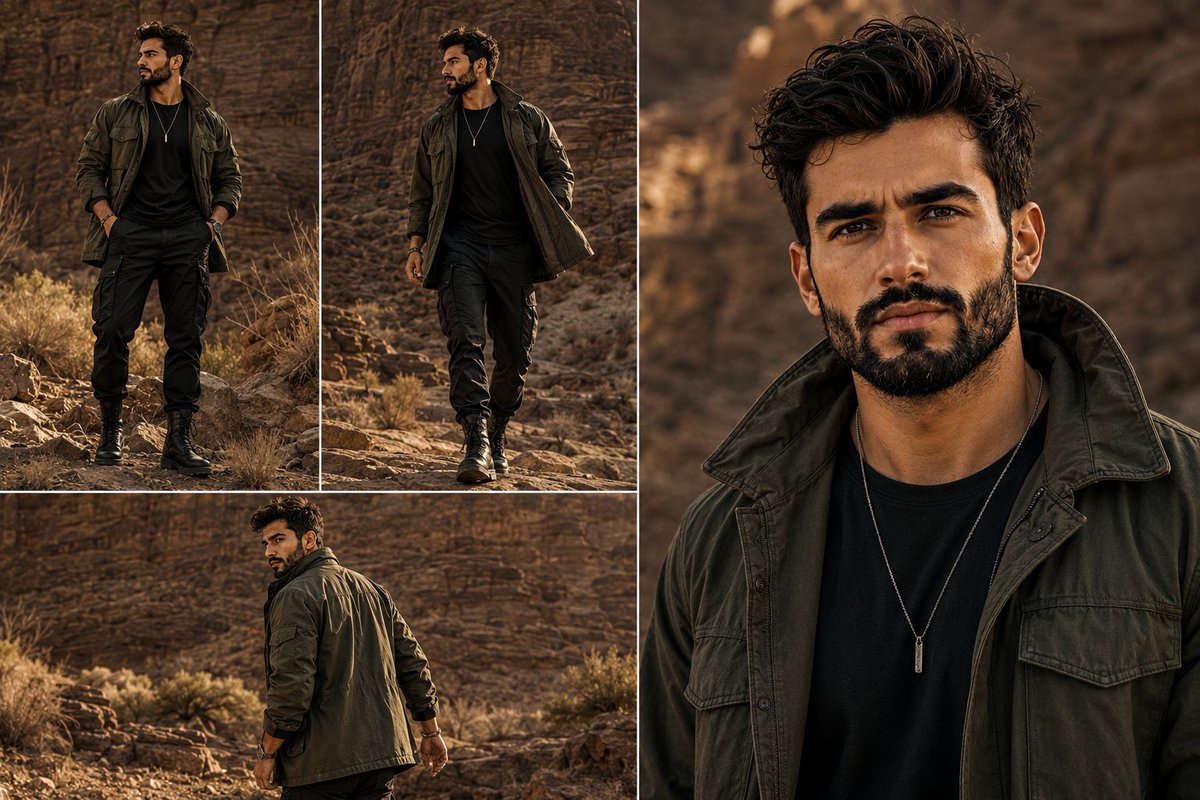 Rugged Desert Fashion Collage
