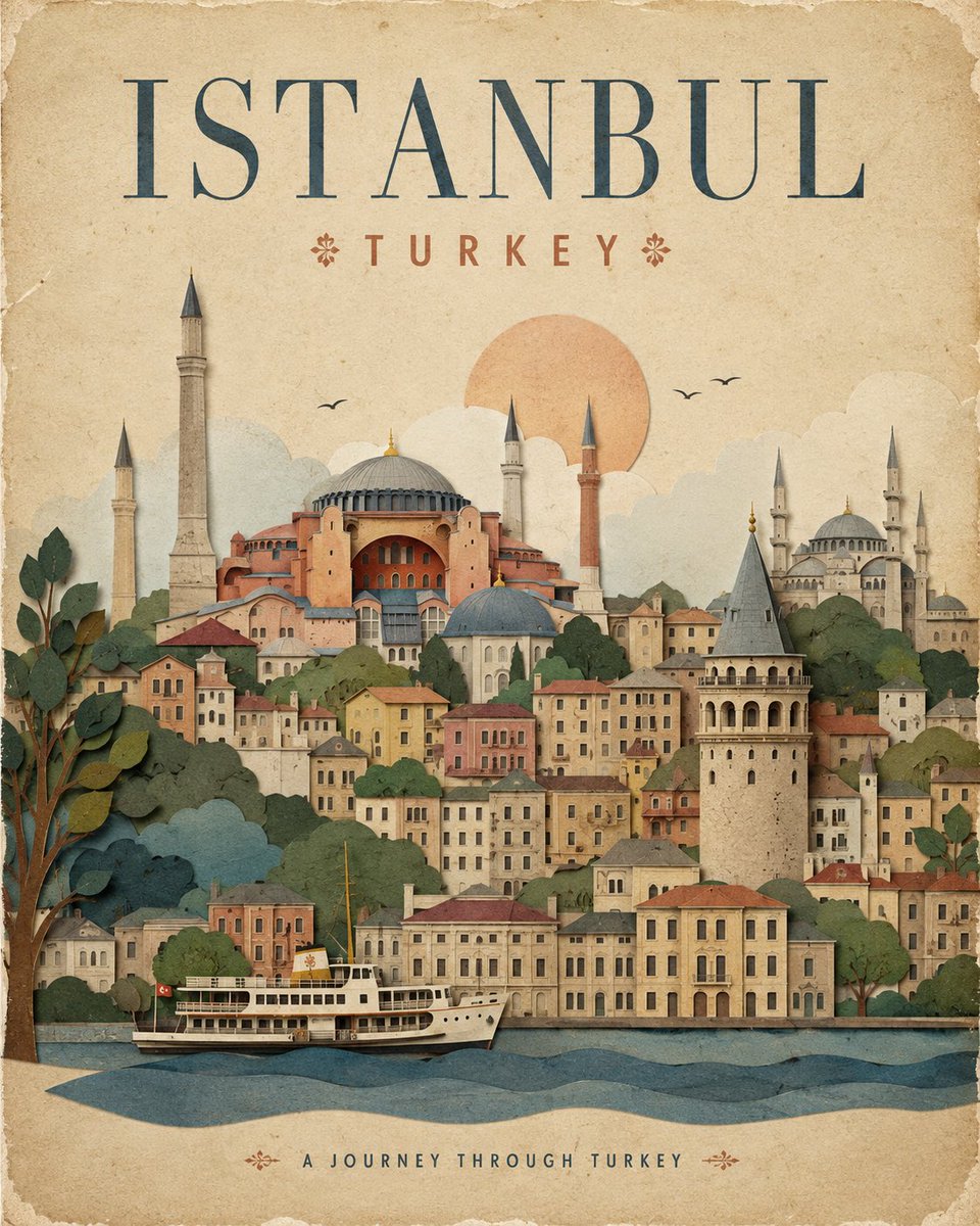 Vintage Paper Collage Travel Poster
