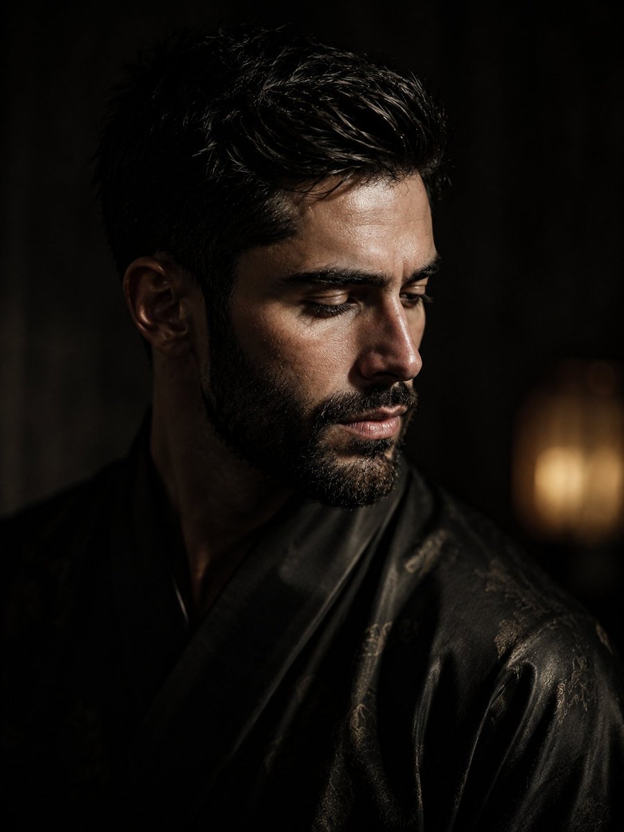 Chiaroscuro Portrait in Traditional Robe