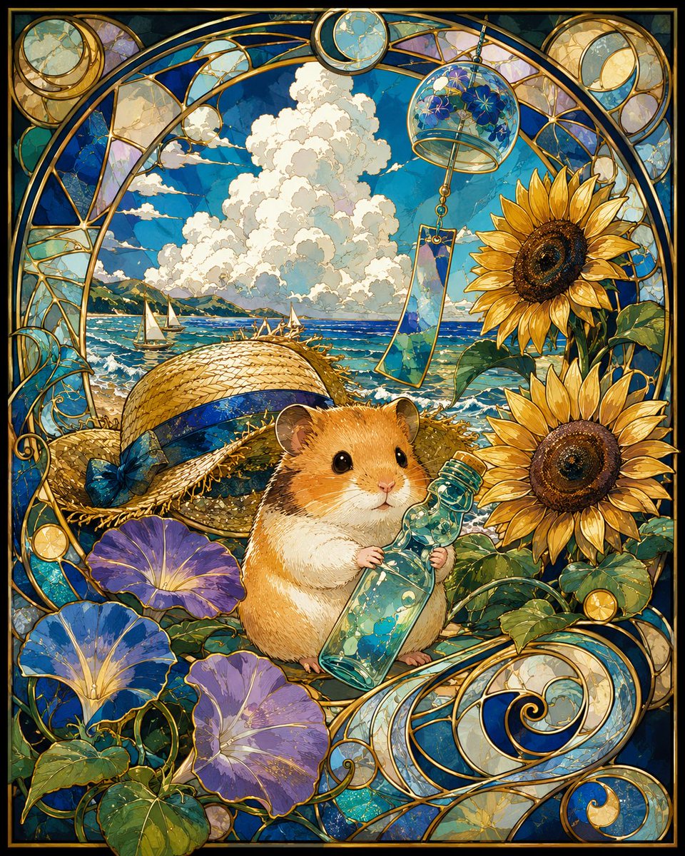 Art Nouveau Hamster Summer Vacation