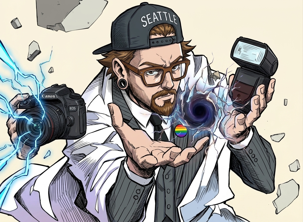 Comic Photographer Portal Action Scene