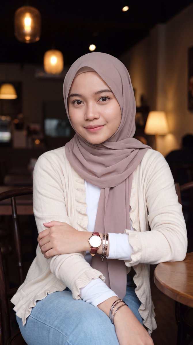 Profile / Avatar - Cozy Cafe Hijab Portrait - Image 3