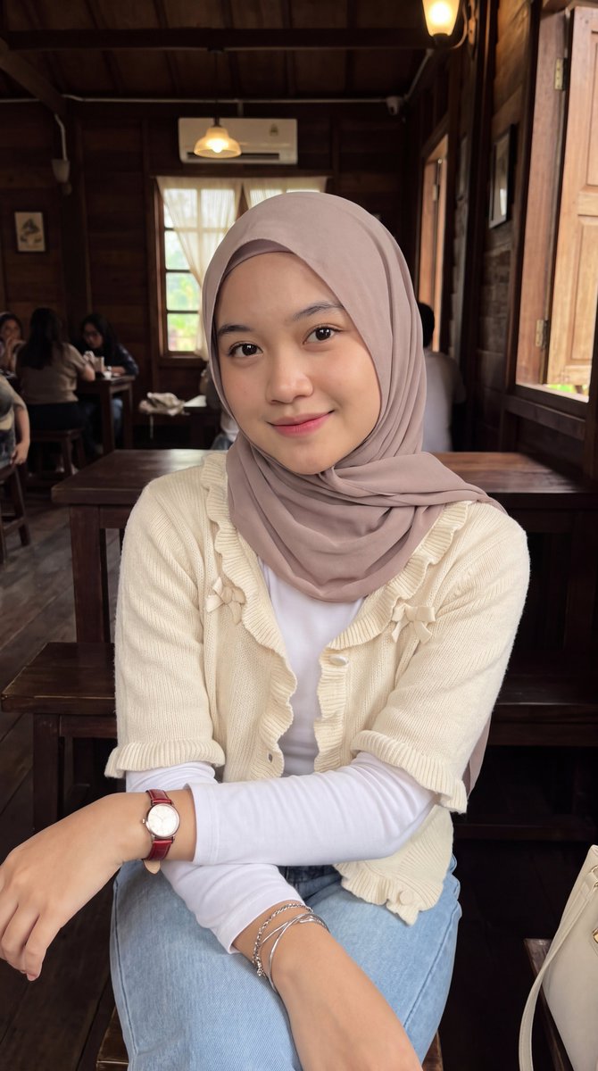 Profile / Avatar - Cozy Cafe Hijab Portrait - Image 1