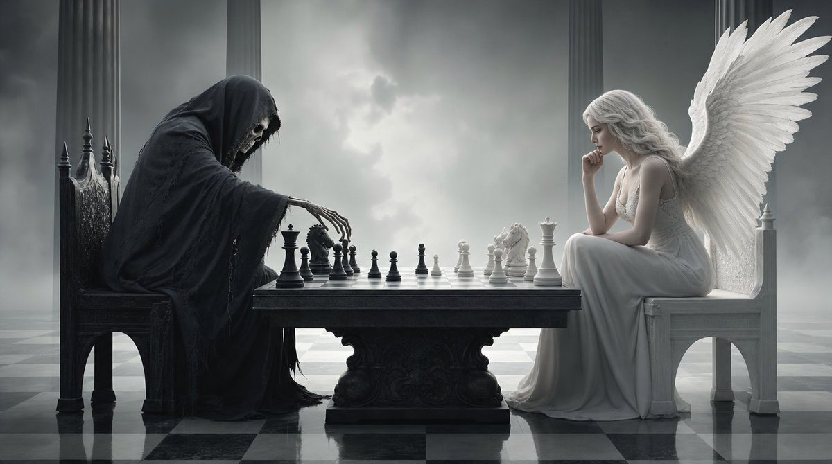 Surreal 3D Chess Match Artwork