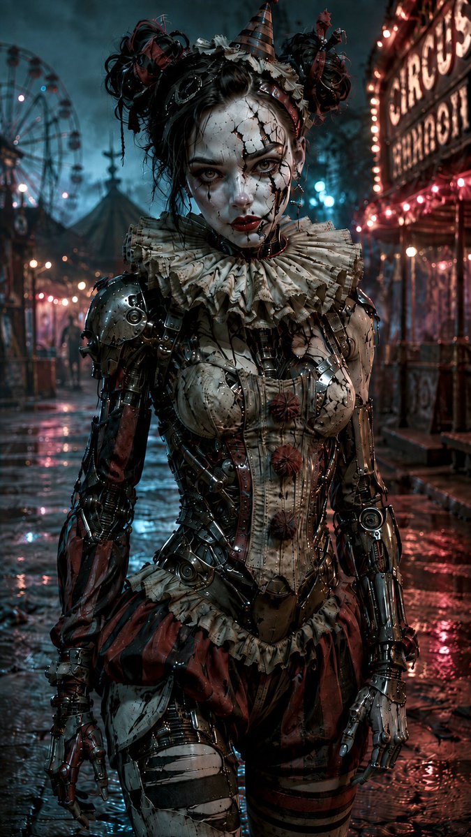 Female Clown Cyborg Cyberpunk Portrait