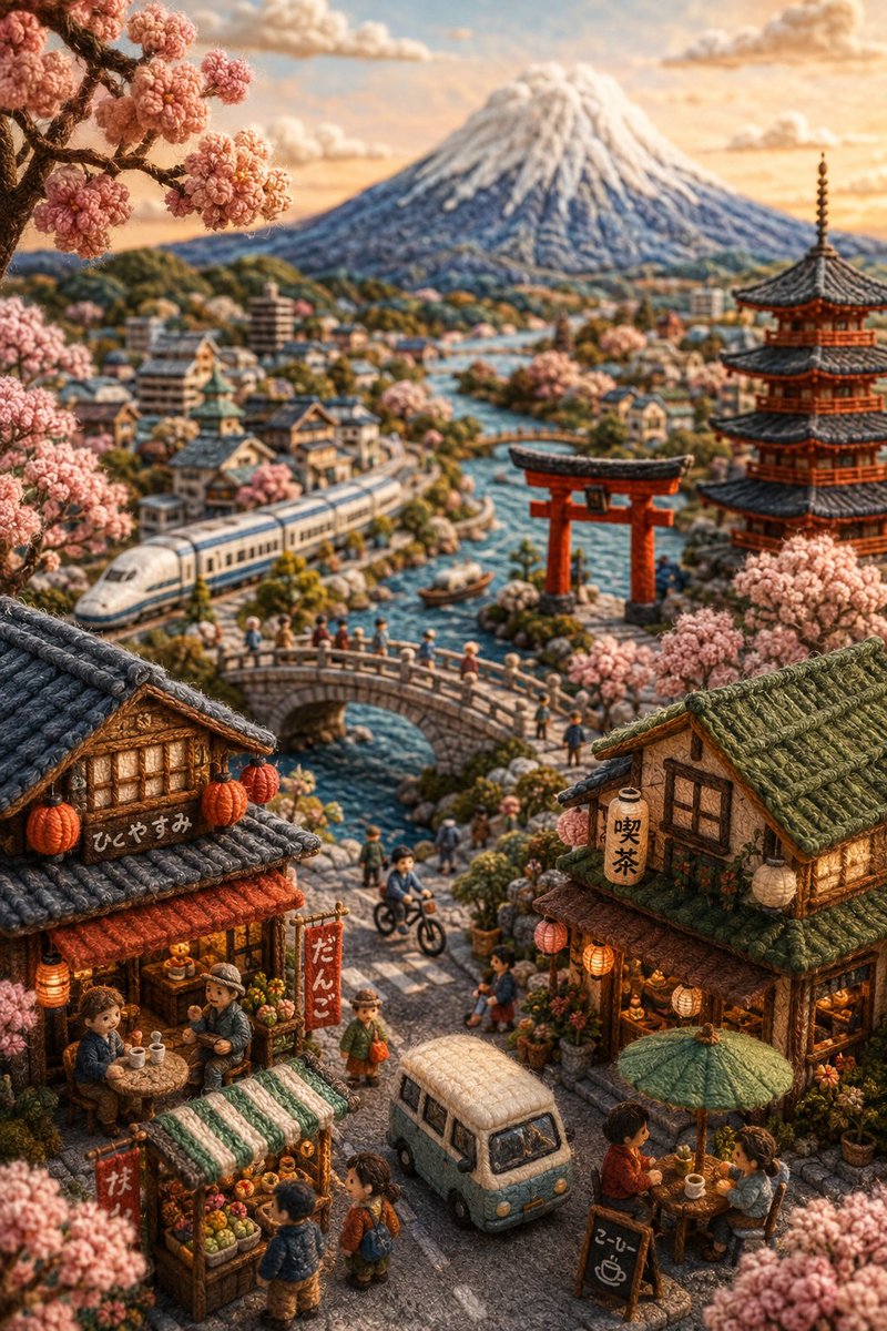 Handmade Miniature Diorama of Japan
