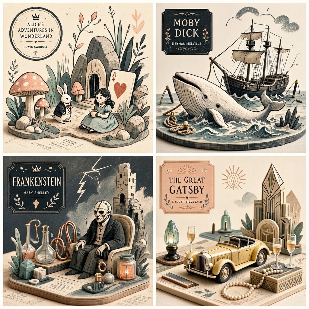 Stylized Editorial Illustration Grid
