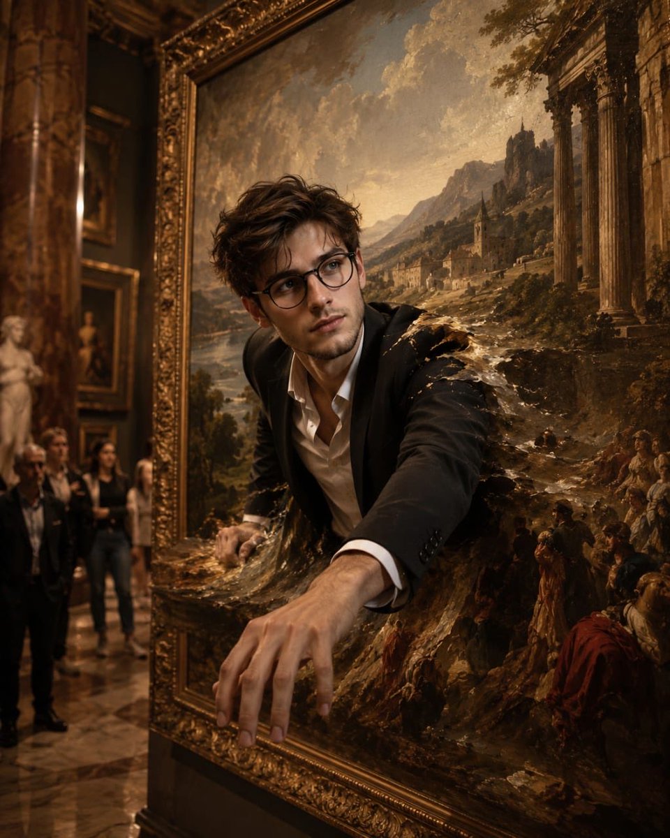 Man Entering Classical Oil Painting