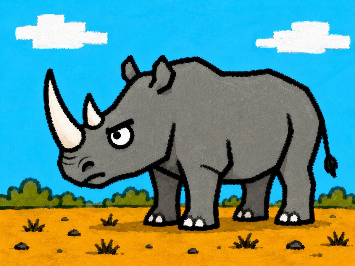 Grumpy Rhino Storybook Illustration