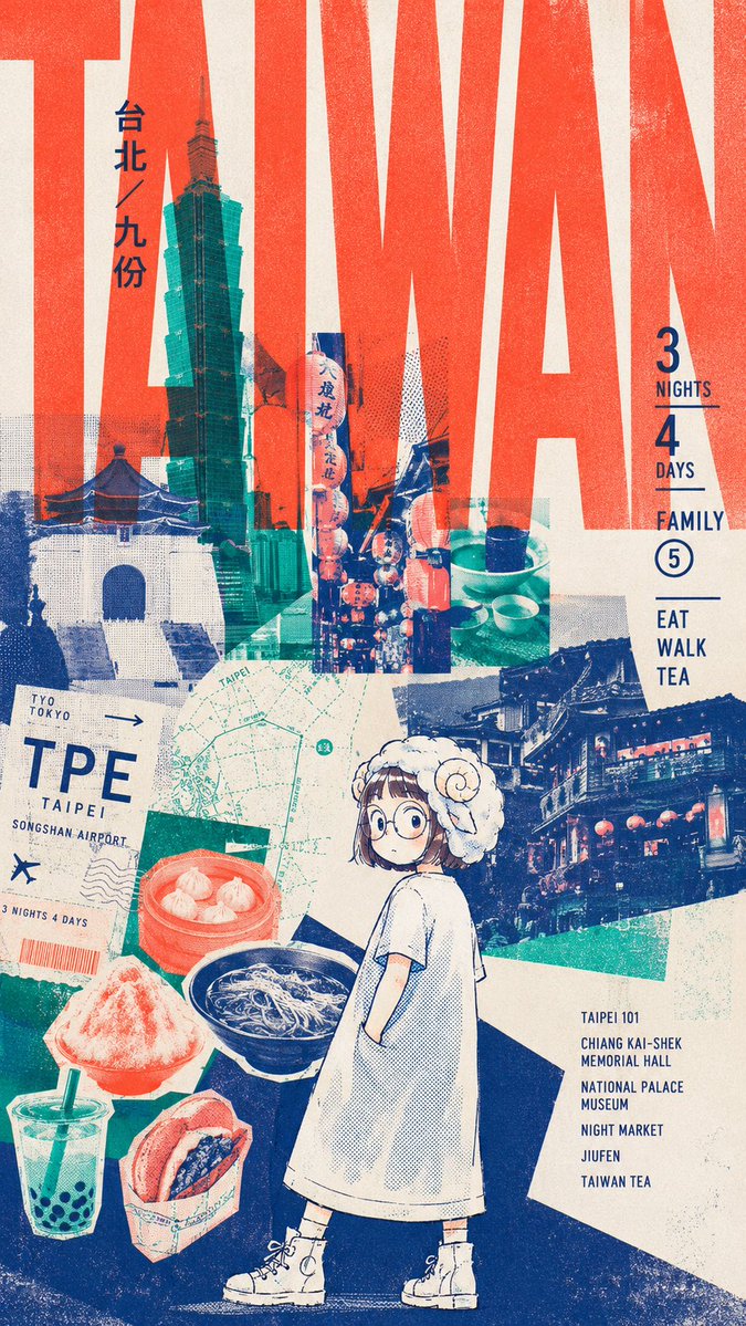 Retro Taiwan Travel Collage Poster