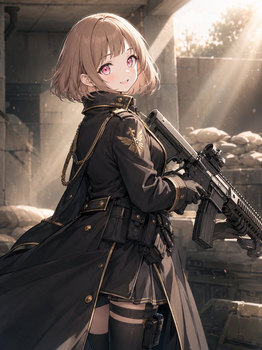Anime Tactical Girl in Sunlit Bunker