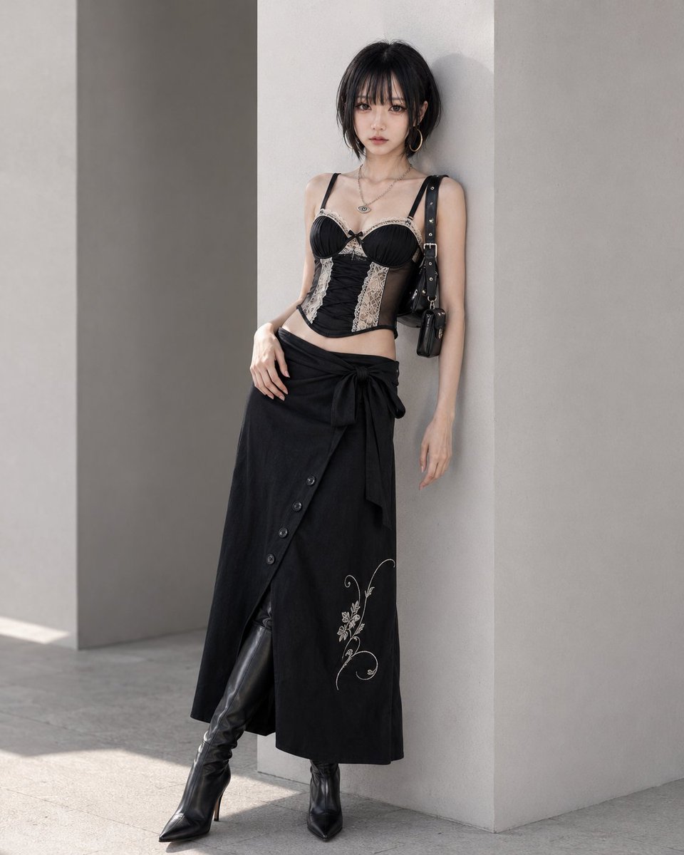 Lace Corset and Maxi Skirt Wardrobe