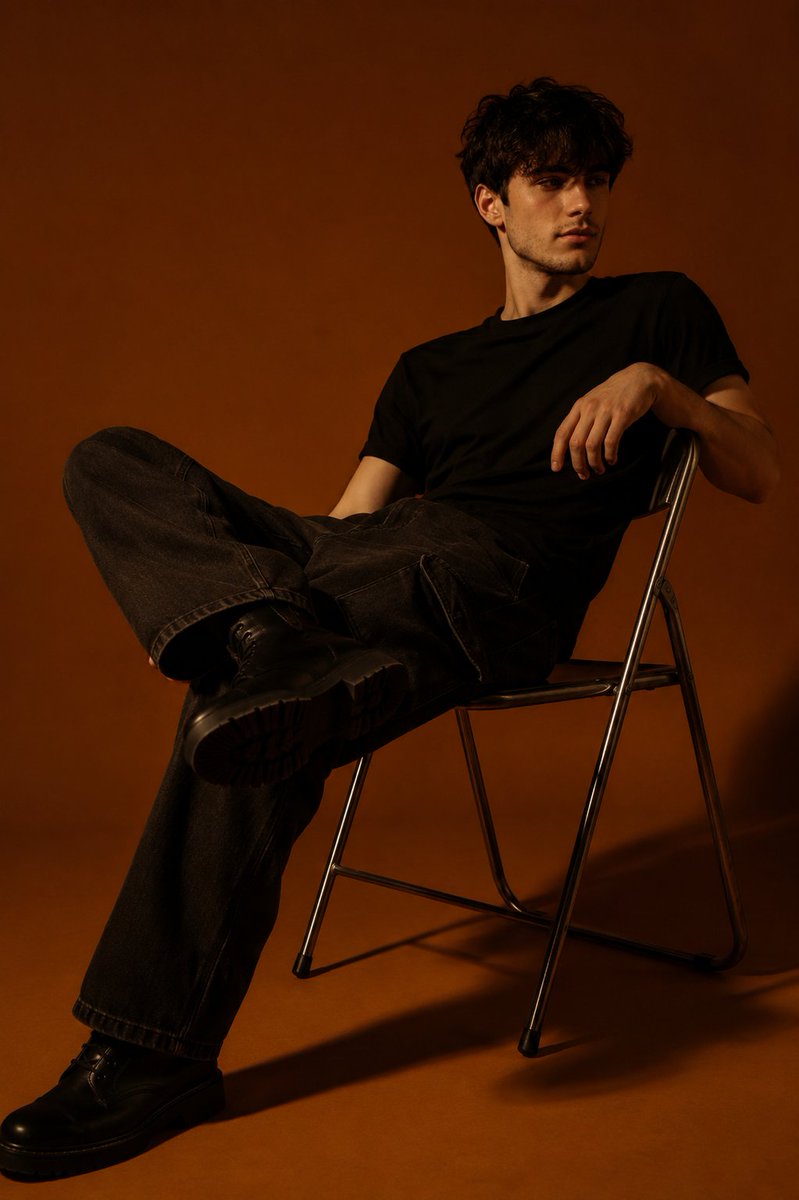 Moody Orange Studio Portrait