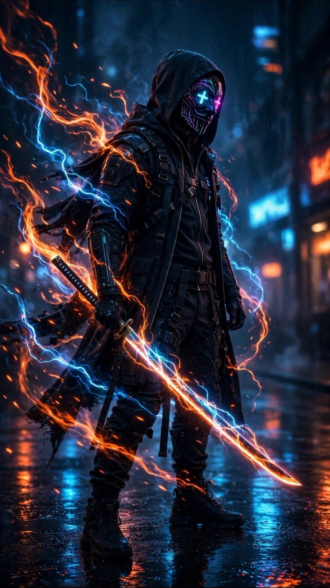 Cyberpunk Neon Ninja Samurai