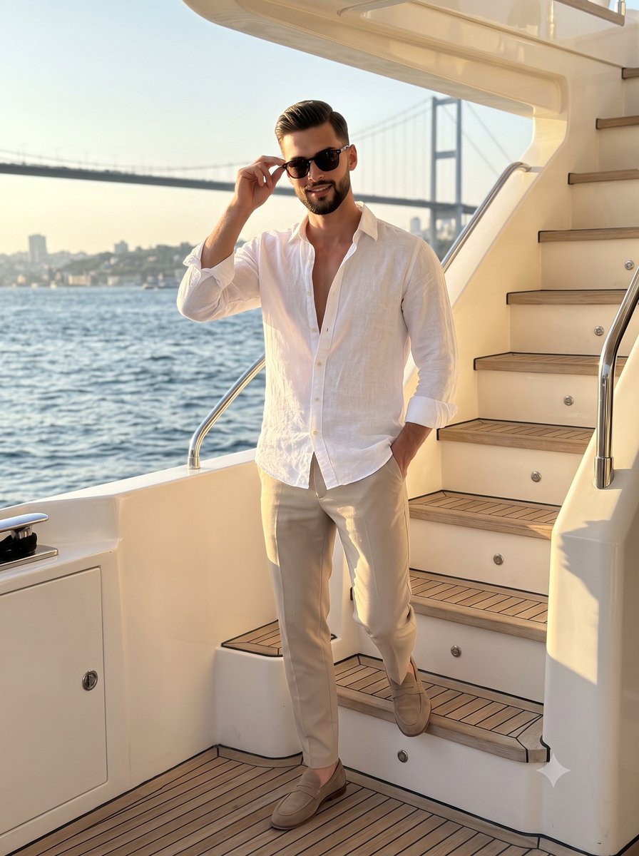 Product Marketing - Man on Luxury Yacht Staircase - Image 1