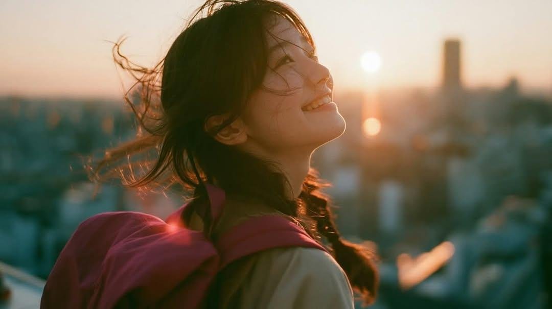 Golden Hour City Window Portrait