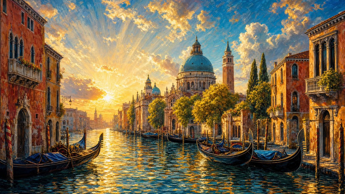 Venetian Canal Travel Poster Painting